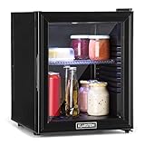 Klarstein Brooklyn 32L Kühlschrank mit Glastür - Mini-Kühlschrank, Mini-Bar, 32 L, 0 dB, 12-15 °C, Kunststoff-Einsatz, LED-Innenbeleuchtung, Glastür, für Single- und Kleinhaushalte, schwarz