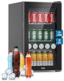 WIE Mini Kühlschrank Getränkekühlschrank 63 Liter mit Doppelte Glastür mit Verstellbaren Ablagen Indoor Outdoor Klein Bierkühlschrank Leise für Soda/Bier/Wine,perfekt für Zuhause/Küche/Bar/Büro