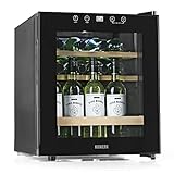 N8WERK Weinkühlschrank für bis zu 15 Flaschen Wein | Leise Kompressortechnologie, freistehend, Temperaturbereich 4 °C - 18 °C, Thermoverglasung | LC-Display, LED-Beleuchtung