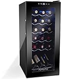 Display4top Temperature control Weinkühlschrank unterstützt 18 Flaschen, Tür aus gehärtetem Glas, Drawer chrome wine rack (53 L)