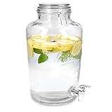 Navaris Getränkespender 8 Liter aus Glas - mit Zapfhahn Deckel und Bügelverschluss - Glasbehälter für warme und kalte Getränke - Wasserspender