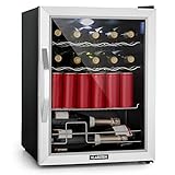 Klarstein Beersafe XL Mix It Edition - Kühlschrank, Getränkekühlschrank, Mini-Kühlschrank, Mini-Bar, 0 bis 13°C, 60 Liter, LED, 4 Metallroste, Glastür, leise, Silber-schwarz