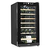 N8WERK Weinkühlschrank für bis zu 28 Flaschen Wein | Leise Kompressortechnologie, freistehend, Temperaturbereich 4 °C - 18 °C, mit Thermoverglasung | LC-Display, LED-Beleuchtung