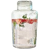 Getränkespender mit Zapfhahn - Weckglas-Optik - Für Kalt- und Heißgetränke - Glas - 8 Liter