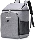 Lifewit 26L Kühlrucksack Thermo Rucksack Kühltasche Isolierte Cooler Bag Weich Doppeldecker für Picknick/BBQs/Camping/Ausflügen/Einkaufen, Grau