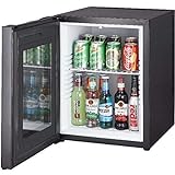 Syntrox Germany 52 Liter Null DB-lautloser Mini Kühlschrank mit Glastür geräuchloser Hotelkühlschrank